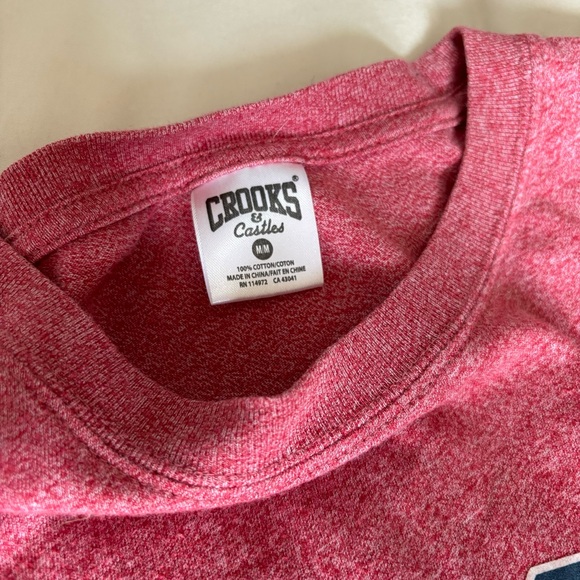 Men’s Size Medium Heathered Red Crooks and Castles Crew Neck Tee - Picture 7 of 7